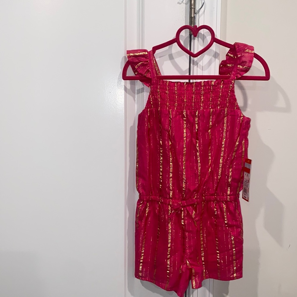 BRAND NEW girls pink & gold romper. Size 4T
